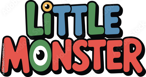 Little monster logo design fun playful cute character branding vector