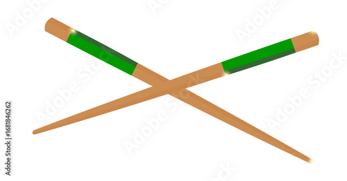 Minimalist wooden chopsticks isolated traditional asian tableware closeup