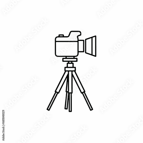 Line art camera on tripod for shooting videos and photos, this line art camera is simple and elegant. Using line art camera creates minimalistic aesthetic,