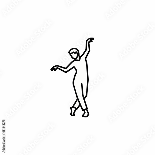 Elegant dancer gracefully posing in minimalistic art. Dancer performs a fluid, captivating dance move in artistic style, showcased against plain backdrop, representing a dancer's expression.