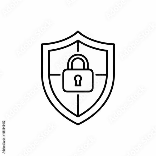 Security icon depicting a shield and lock offers protection. Security icon symbolizes safeguarding important data with a protective shield. Use security icon for digital safety solutions,
