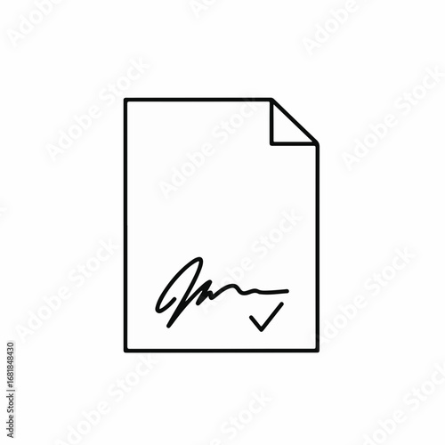 Sheet of paper with signature for document approval, a simple document design. This document design includes handwritten legal elements and official confirmation.
