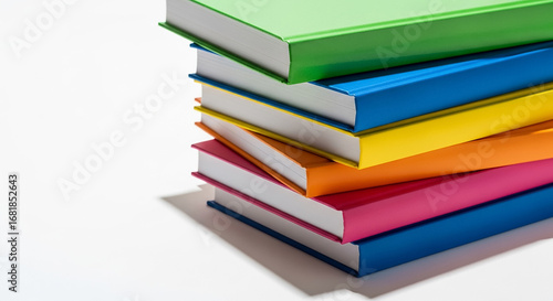 Wallpaper Mural Stack of colorful books forming a rainbow on white background Torontodigital.ca