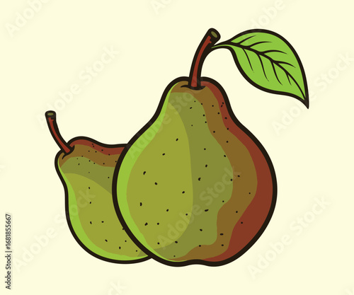 Seckel Pear Vintage fruits sugary pears illustration design