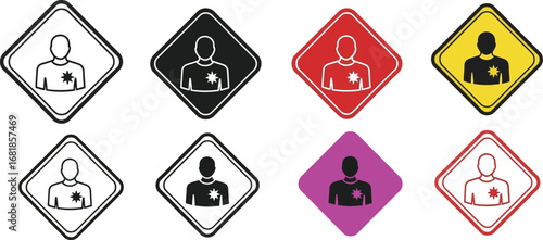 Look out for heart attack warning signs and symptoms illustration