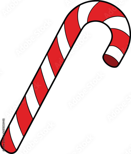 Vector illustration of a festive red and white striped candy cane sweet treat
