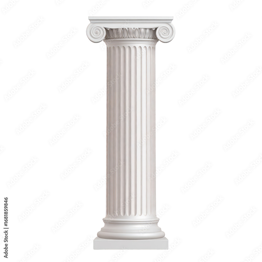 Fototapeta premium Classic white Greek style Corinthian column with intricate fluted design and ornate capital, symbolizing architecture, history, and classical heritage