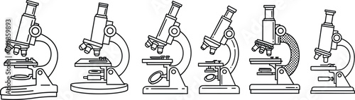Microscope line art vector illustration science laboratory tool