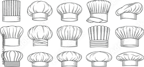 Chef hat vector collection professional cooking headwear designs