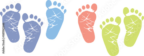 Colorful baby footprints art print for nursery decor and design