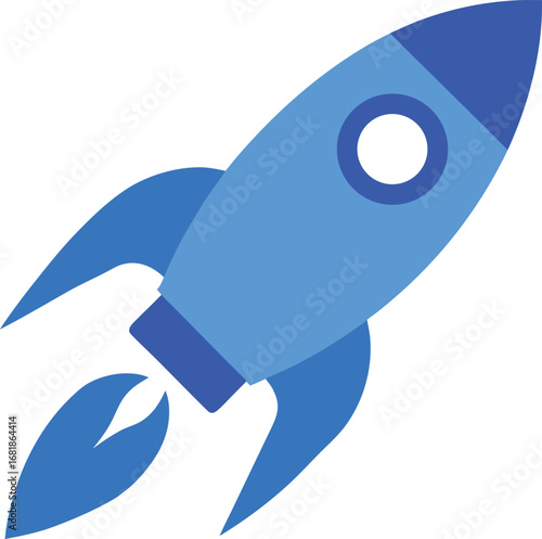 Blue rocket launching into space vector illustration icon for scalable travel graphics transparent background