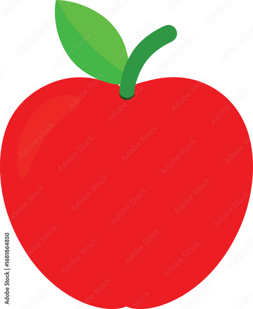 Fototapeta premium Glossy red apple with green leaf vector illustration perfect for fruit designs transparent background