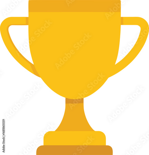 Shiny golden trophy cup vector illustration for awards and achievement recognition transparent background