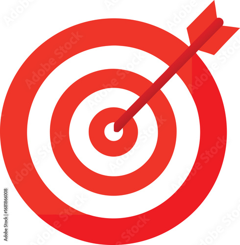 Red target bullseye with arrow icon vector graphic scalable eps illustration for business and sport transparent background