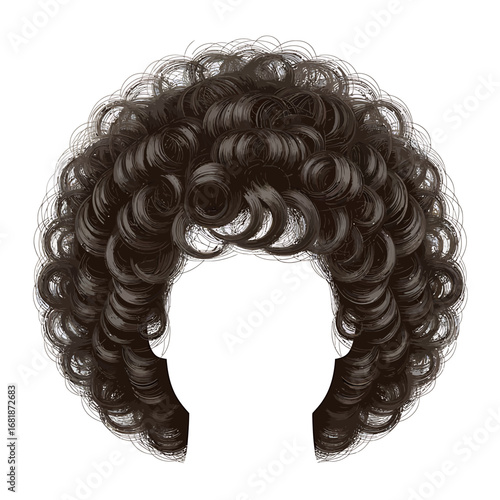 Detailed illustration of a textured afro hairstyle