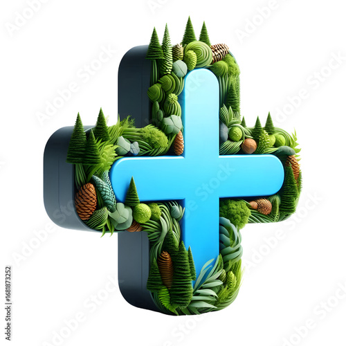 Sign plus on white background. isolated 3D image