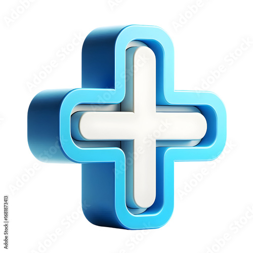 Sign plus on white background. isolated 3D image