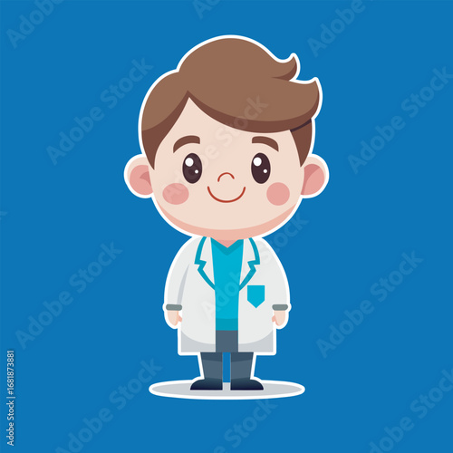 A cute  woman doctor vector art illustration 