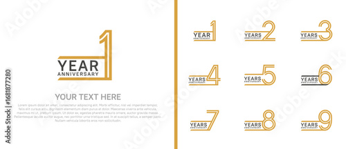 logo anniversary set. black and brown color on white background for special event