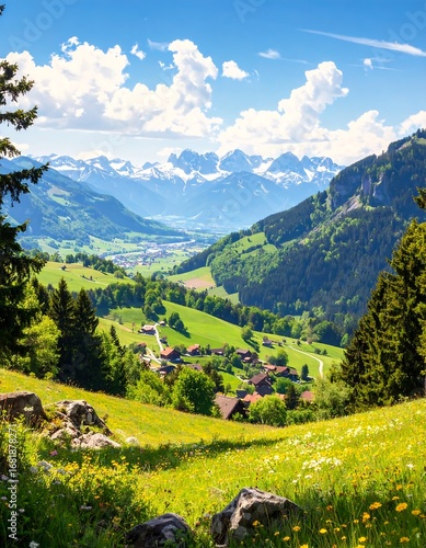 Alpine valley panorama