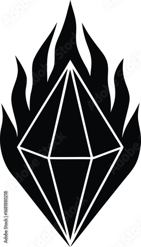 Crystal flame diamond cut vector illustration scalable eps icon for general use transparent background