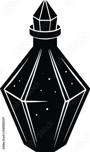 Crystal potion bottle glowing vector illustration scalable eps icon for general platforms transparent background