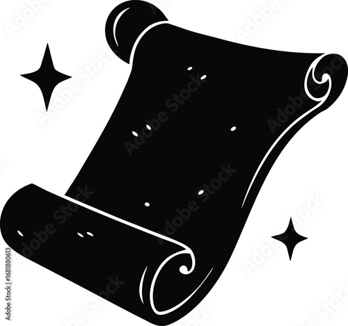 Glowing floating spell scroll vector illustration scalable eps magic enchantment graphic transparent background
