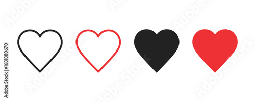 Heart vector icons. Heart shaped icons. Set of love symbols isolated. Heart, love, romance or valentine's day vector icon