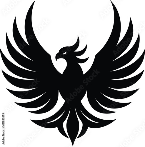 Golden phoenix medallion vector icon elegant symbol of rebirth and power scalable graphic transparent background