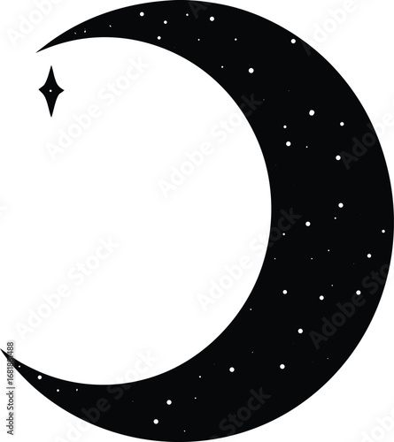 Silver crescent moon charm vector illustration scalable eps graphic design element transparent background