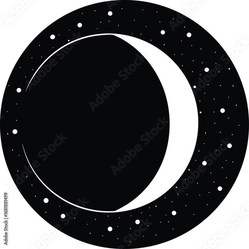 Silver moon phase circle vector illustration elegant celestial graphic downloadable eps file transparent background