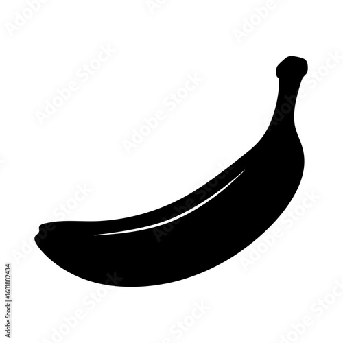 Simple black and white banana silhouette illustration isolated on white background