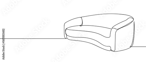 Continuous line of luxury sofa turned sideways. Hand drawn vector art line. Editable stroke.