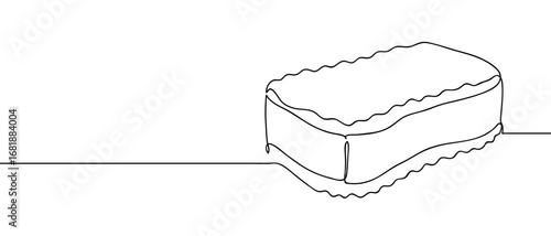 Continuous line of dishwashing sponge. Hand drawn vector art line. Editable stroke.