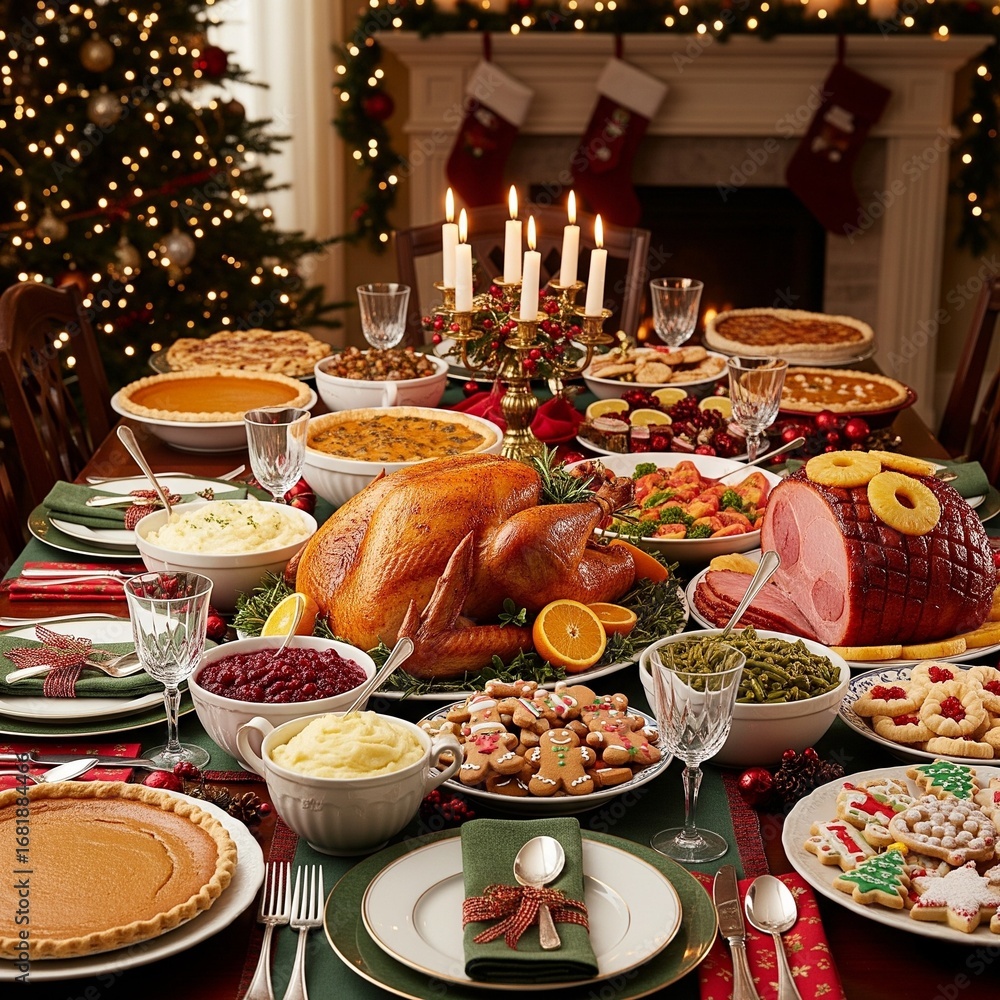 Fototapeta premium christmas table setting