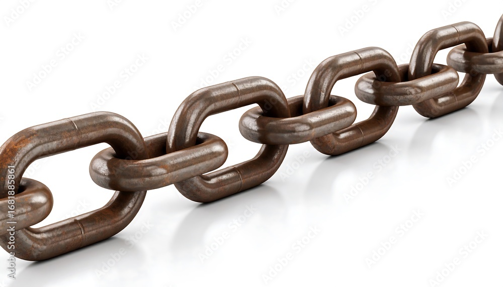 Obraz premium Rusty metal chain against white background