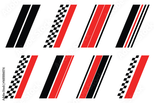 Racing Stripes and Checkered Flag Vector Design Elements