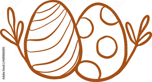 Doodle Style Easter Egg Trio With Branches