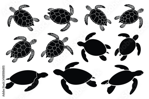 Turtle Silhouette Vector Pack - Ocean Wildlife and Nature Design