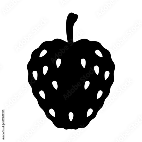 Silhouette of a soursop or guanabana fruit with spiky skin texture