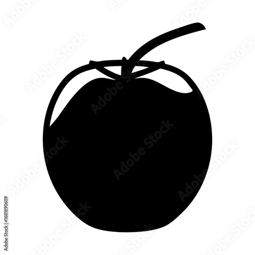 Monochromatic Apple Illustration with Reflective Glimpse, Enhancing the Fruit's Visual Appeal