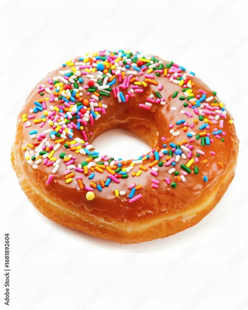 Stack of Colorful Glazed Doughnuts with Sprinkles on Rustic Table