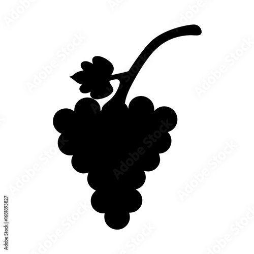 Simple Black Silhouette of a Bunch of Grapes on a Vine