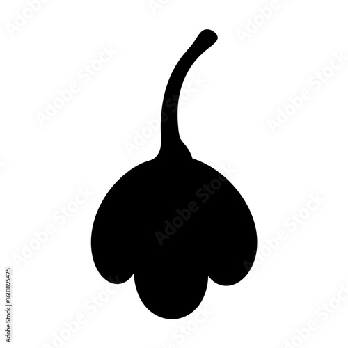Simple Black Silhouette Depiction of an Organic Berry with a Curved Stem