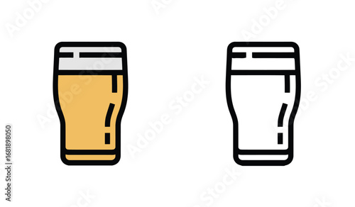 Two Beer Glasses Icon Set Illustration of Refreshment and Beverage Container Symbolism