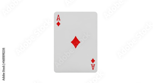 Isolated Ace of Diamonds playing card, gambling or poker symbol, game and luck concept