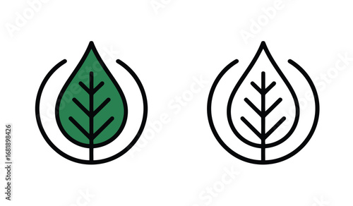 Eco-Friendly Leaf Circle Icons Representing Sustainability Environmental Awareness and Organic Symbolism for Branding Purposes