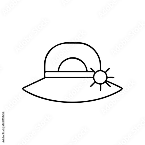 Vector icon of a sun hat with a decorative sun detail
