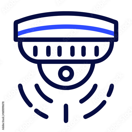 Smoke detector icon design with sound waves for safety illustration