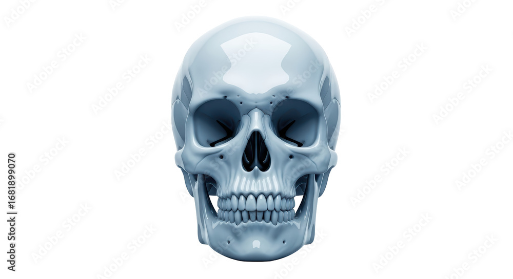 Obraz premium Isolated Human Skull Illustration Anatomy Pale Blue Medical Dental Health Medicine Drawing